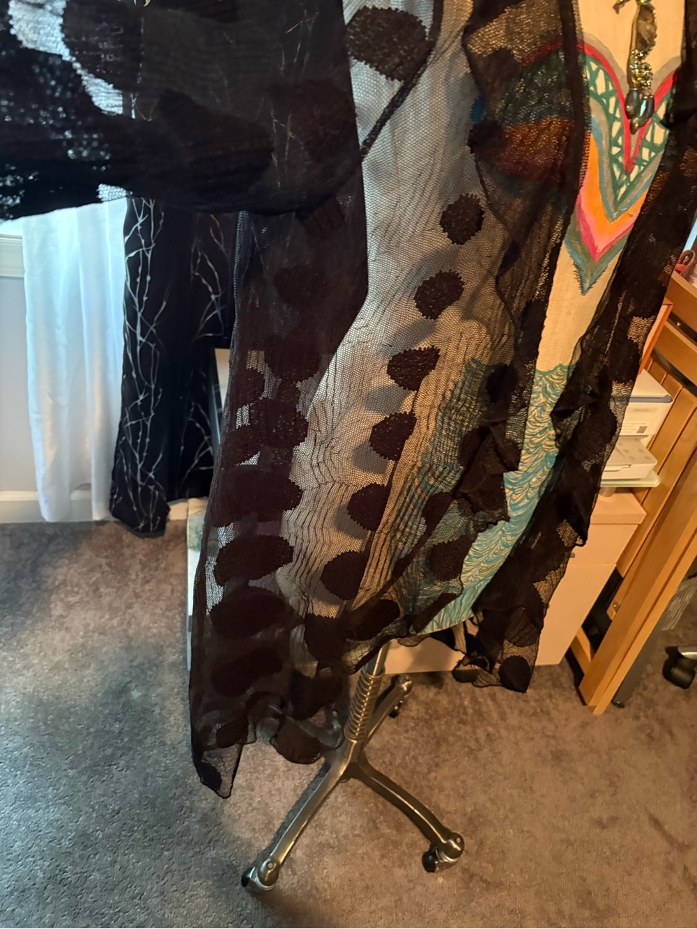 Black Sheer Polka Dot Duster Cardigan - Picture 8 of 9